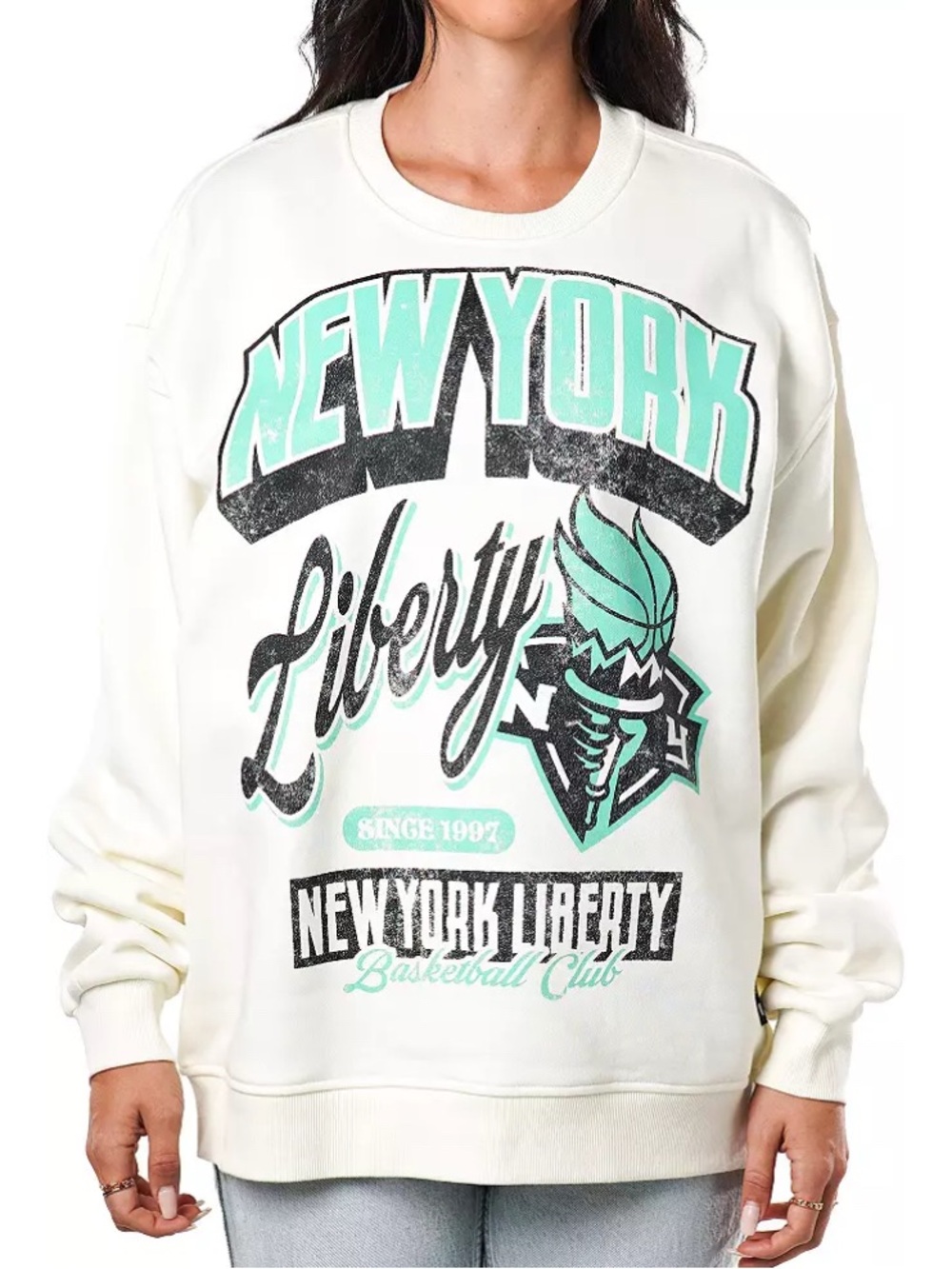 New York Liberty Crewneck Sweatshirt - White/Teal